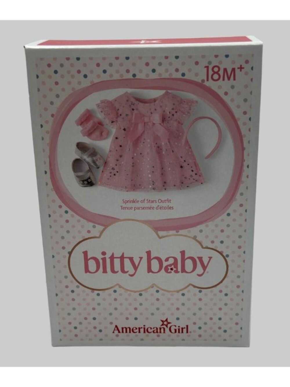 NIB American Girl Bitty Baby Sprinkle of Stars Outfit Pink Dress Shoes GYL68